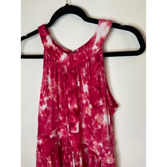 Calvin‎ Klein women's pink white patterned maxi dress stretch high neck - Picture 3 of 8